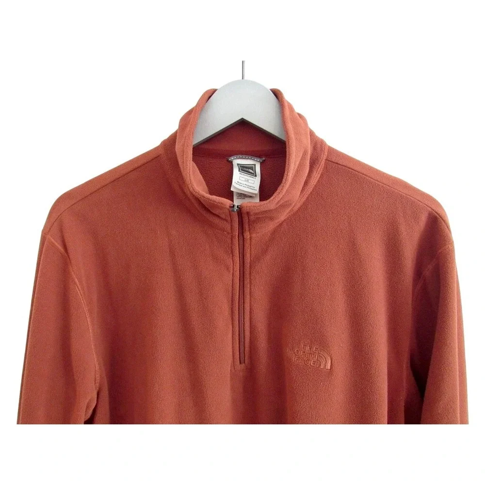 North Face TKA 100 Fleece 1/4 Zip Pullover Jacket Rust Brown Mens L‎